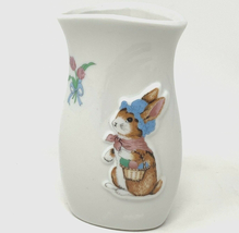 Vintage Mini Bud Vase Easter Bunny Rabbit Blue Bonnet 3D Made in Taiwan 4 Inch - £12.63 GBP