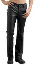 Mens Biker Jeans Real Black Soft Lambskin Leather Sleek Sexy 501 Style P... - £117.98 GBP