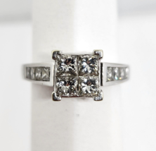 1.9ct tw Quad Princess-cut Diamond Engagement Ring 14k White Gold, Size 10 - £3,820.31 GBP