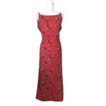 Democracy Palm Trees Tropical Sleeveless Maxi Dress Red Size L Vintage 90s USA - £29.65 GBP