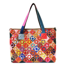 Fashionable Women&#39;s Bag Cowhide Colorblock Rhomboplex Shoulder Bag Crossbody Bag - £67.86 GBP