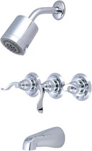 Nuwave French 3 Handle Tub And Shower Faucet, Polished Chrome, 3-1/8 Inch - £98.66 GBP