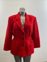Runaway Bay Jeans Women&#39;s Button Up Coat Size 12 Red Wool Blend Long Sleeve - £14.68 GBP
