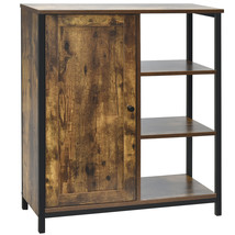Costway Storage Cabinet Industrial Floor Standing Cupboard w/3 Open Shelf &amp; Door - £92.93 GBP