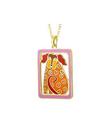 Laurel Burch Dog Tales Orange Cloisonne Pendant with Necklace - £26.57 GBP