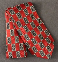 Modern Mens Accessory Fabric Necktie Tie 100% Silk Roundtree &amp; Yorke XL Red Navy - £14.19 GBP
