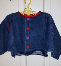 80&#39;s Vintage Kids Clothes Baby Shirt Denim Shirt Dolmen Sleeve Top Size 12 Mo - £17.64 GBP