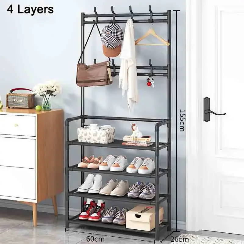 Multi-Layer Shoe Rack Coat Rack Storage Doorway Shoe Shelf DIY Clothes H... - $42.00+