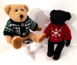 1988 ​Chrisha Playful Plush Lot of 2 Plush Bears - Red and Green Sweaters BFF - £8.44 GBP