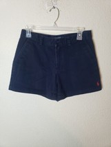 RALPH LAUREN SPORT WOMEN SIZE 2 Navy BLUE CHINO SHORTS Fade Embroidered ... - £14.15 GBP