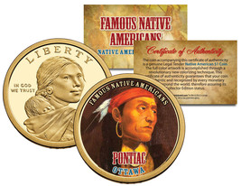 PONTIAC Famous Native Americans 2013 Sacagawea Dollar US $1 Coin OTTAWA ... - £9.37 GBP