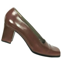 Yves Saint Laurent Womens Brown Leather Block Pump Shoes Size 8.5 N - £158.24 GBP