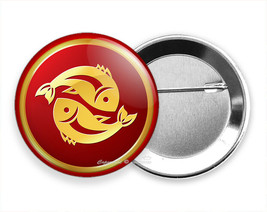 Pisces Zodiac Horoscope Astrology Sign Fish Symbol Pin Pinback Button Gift Idea - £10.81 GBP+