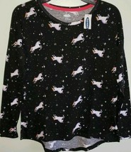 Old Navy Girls Long Sleeve Tee UNICORN Shirt Black &amp; Pink Size Small 6-7 NWT - £7.98 GBP