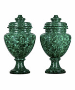 Pair of Malachite Stone Vase, Flower Vase, Art Deco Vase, Miniature Vase... - $12,000.00