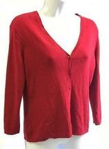 Ann Taylor Womens Sweater Tomato Red Button Down 3/4 Sleeve Size Small - £10.44 GBP