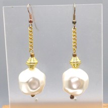 Large Faux Pearl Dangle Earrings, Classic and Timeless Jewelry, Vintage White - $25.16