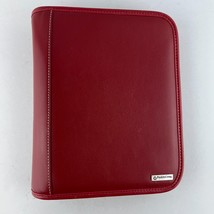 Franklin Covery Classic Signature Red Leather Zipper Binder Planner Excellent - £27.08 GBP
