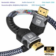 8K HDMI-Compatible Cable 4K@120Hz 8K@60Hz HDMI 2.1 Cable 48Gbps Adapter For RTX  - £11.23 GBP+