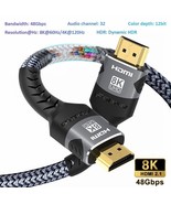 8K HDMI-Compatible Cable 4K@120Hz 8K@60Hz HDMI 2.1 Cable 48Gbps Adapter ... - £11.18 GBP+