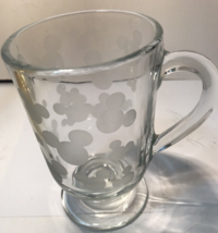 Disney Clear Glass Pedesta Mug; W/ Frosted (Etched) Mickey Mouse Silhoue... - $9.70