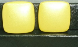 Vintage Yellow Square Button Post Earrings - £3.14 GBP