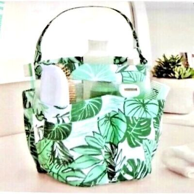 Carry All Canvas Tote Palm Monstera Green Water-Resistant Storage 4-Pock... - $17.57