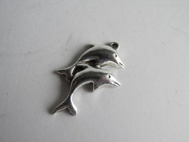 Dolphin, Double, Pewter, Charm, Pendant  DD-1 - $28.16 MXN