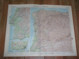 1956 Vintage Map Of Northwestern Spain Galicia / Portugal / Scale 1:1,250,000 - £25.31 GBP