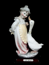Bruno Merli Capodimonte Girl with Duck Italian Figurine - £27.97 GBP