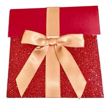 Gift Card Envelope Holder Red Glitter Present Gold Ribbon Gift Card Not Included - £1.76 GBP