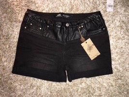 ABS ALLEN SCHWARTZ black Denim Leather Shorts Sz 27 new - £18.86 GBP