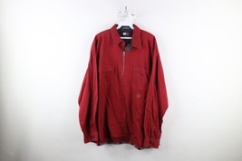 Vintage 90s Tommy Hilfiger Mens Large Faded Collared Half Zip Pullover Shirt Red - £47.26 GBP