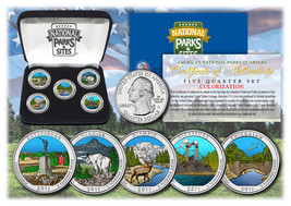 2011 USA Colorized National Parks quarters 5 Coins Set With Gift Box - £12.53 GBP