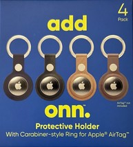 Onn Protective Holder Carabiner Style Ring For Apple AirTag Easily Attach 4 Pack - £7.00 GBP