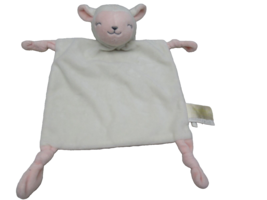 Dandee cream off white pink lamb sheep baby security blanket rattle lovey - $12.86