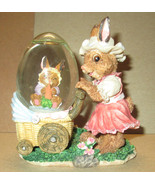 Cute Easter Bunny Pushing stroller with Mini Snow Globe-Rabbit - £11.23 GBP