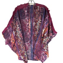 Altar&#39;d State Womens Small Open Front Chiffon Cape Kimono Purple Lightweight - £16.95 GBP