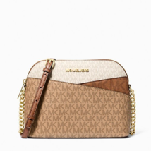 New Michael Kors Jet Set Travel Medium Dome Crossbody Camel Multi - $74.31