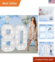 Marquee Numbers Large 80th-Birthday Decorations: 4ft Light Up Number Par... - $112.67