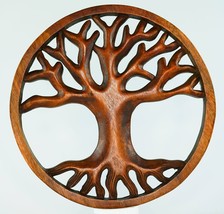 Tree of Life Teak Wood Hand Carved Handmade Wall Art Decoration Sculpture | Uniq - £128.60 GBP