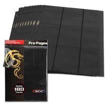 2 pks of 10 (20) BCW Std Sized Card 18-Pocket Side Loading Black Pro Bin... - $241.29 MXN