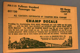 Vintage PH 115 Pullman Standard Passenger Car Model Train Decals - £10.16 GBP