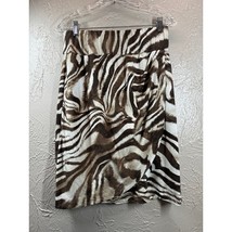 Chico&#39;s Sally Sarong Look Brown/White Zebra Print Knee Lentgh Skirt Size... - $409.56 MXN