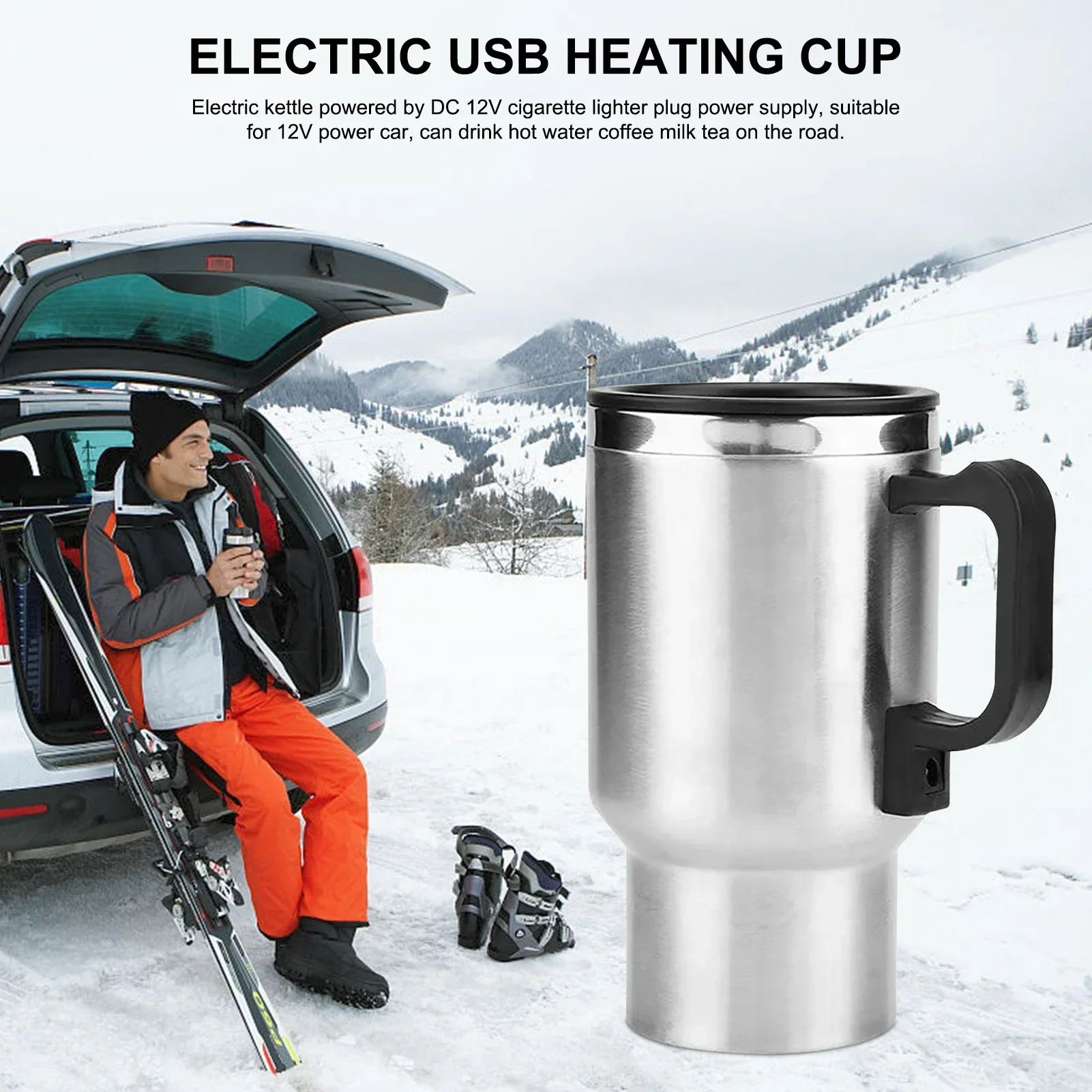 12V Car Coffee Pot Portable Electric Kettle 450ML Tumbler Vehicle Heater Cup - £21.00 GBP
