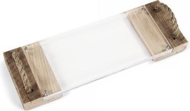 Serving Board Tray MATTHEW Polished Stainless Steel Rope Acrylic Nickel - £222.50 GBP
