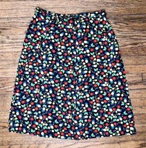 Vintage Fruit Print Button Front Skirt Size M L Boho Peasant Novelty Whi... - $24.75