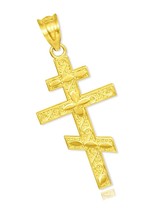 Certified 14k Yellow Gold Russian Orthodox Cross Pendant - £439.75 GBP