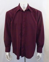 Bruttini Italy Men&#39;s Burgundy Long Sleeve Polyester Dress Shirt Size 15-... - £9.99 GBP
