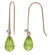 Galaxy Gold GG 14k Rose Gold Fish Hook Earrings with Diamonds and Peridots - $3,512.05 MXN